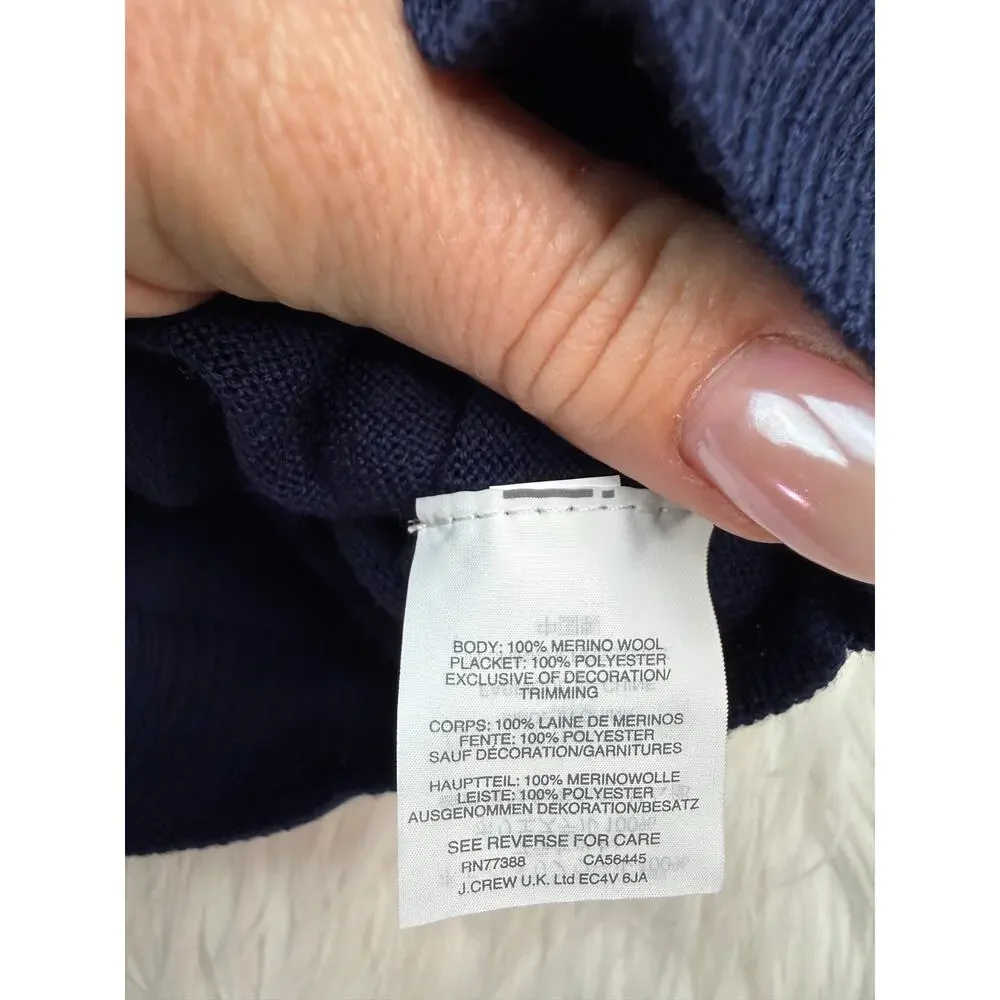 J. Crew Harlow Cardigan Navy Blue Merino Wool Button Front Sweater Size S NWT